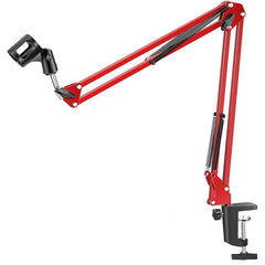 5 Core 30 Inch Scissors Arm Adjustable Microphone Desk Stand with Boom Suspension Tabletop Includes Mic Clip for Broadcasting Voice-Over YouTube Gaming MS ARM Red