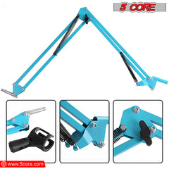 5 Core 30 Inch Scissors Arm Adjustable Microphone Desk Stand with Boom Suspension Tabletop Includes Mic Clip for Broadcasting Voice-Over YouTube Gaming MS ARM Blue